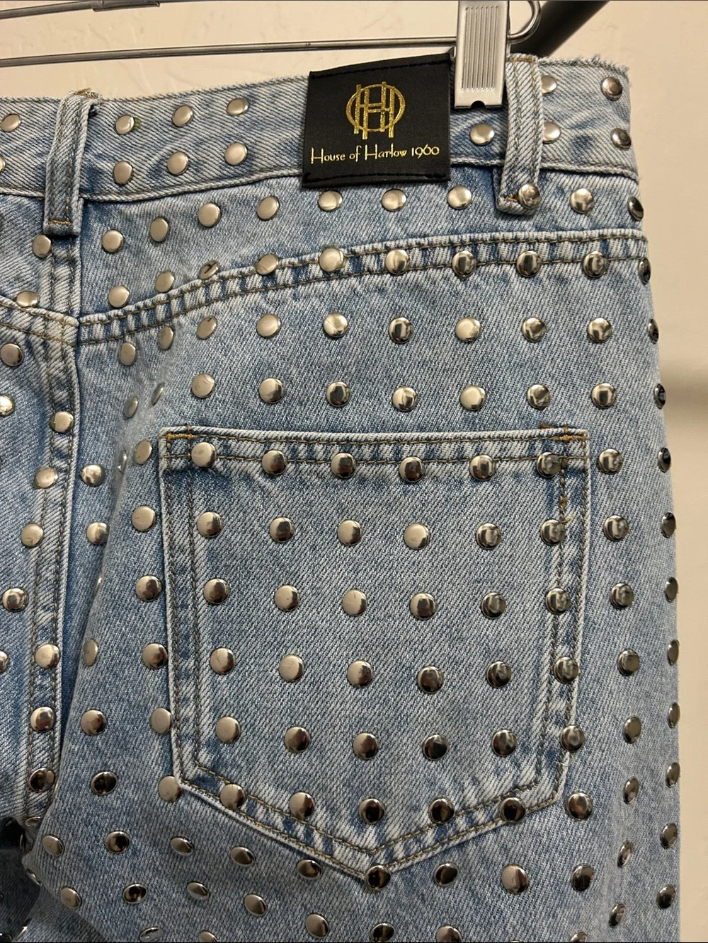 Light Blue Studded Denim Jeans - Picture 9 of 13